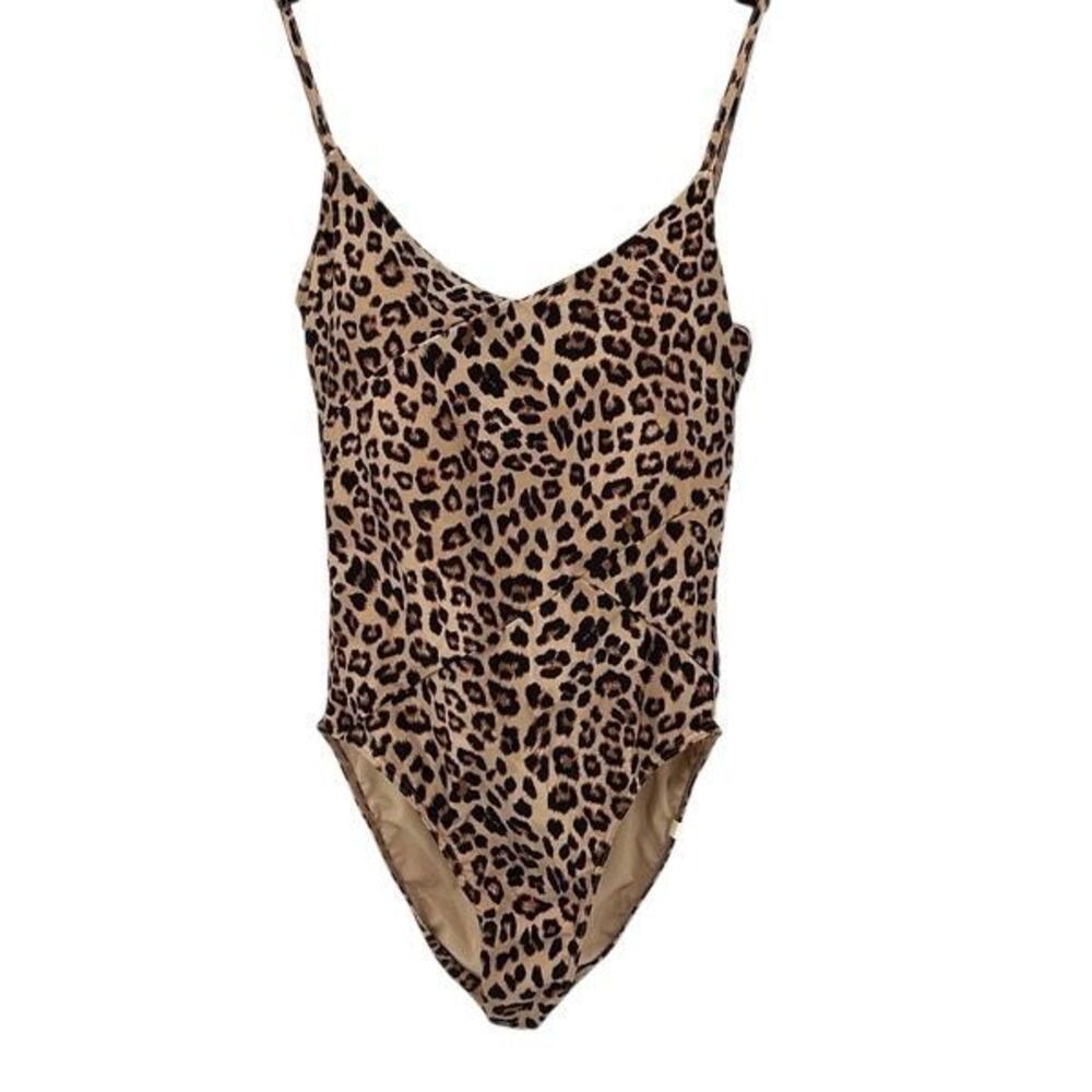 summersalt Leopard Print One-Piece Swimsuit in Tan and Black